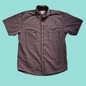 Wind River Faded Short Sleeve Button Down Unisex Oversized Purple Medium